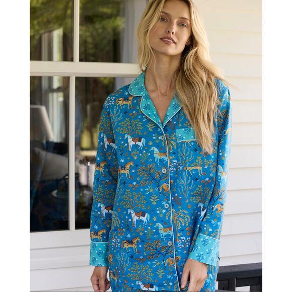 Printfresh Other - PRINTFRESH Show Pony Horse Steel Blue Pajama TOP ONLY Sz S NWT {QQ5}